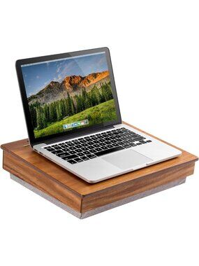 Natural Acacia Wood Lap Desk with Built-in Storage for School & Home Use